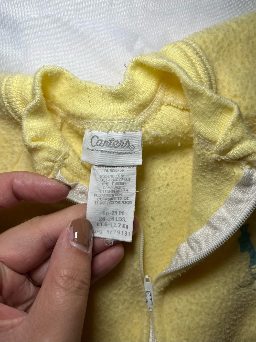 Vintage Y2K Carter’s Yellow Noah Ark Fleece Footed Sleeper 18-24M Full Zip